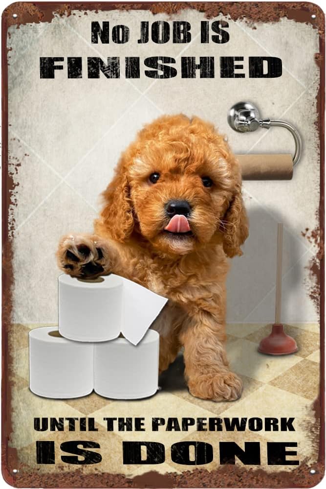 Goldendoodle Dog Bathroom Tin  - đánh giá và giá Farming Jobs
